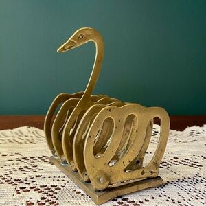 Vintage brass swan toast rack MCM